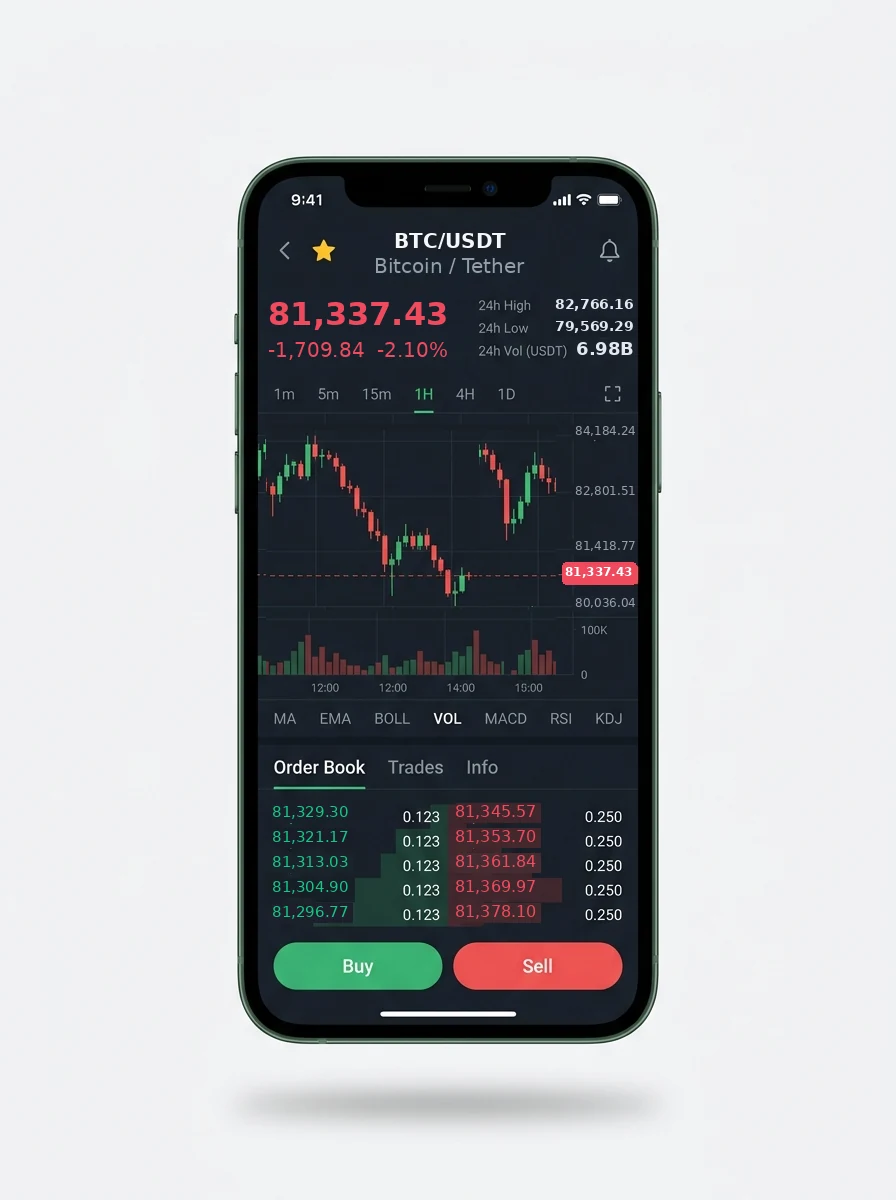 The same portfolio view on a phone screen